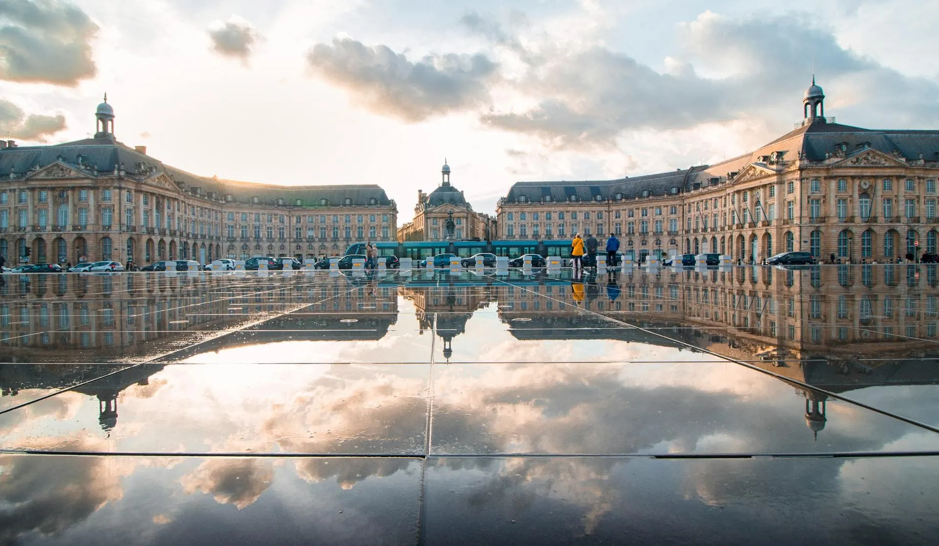 Bordeaux city at dusk